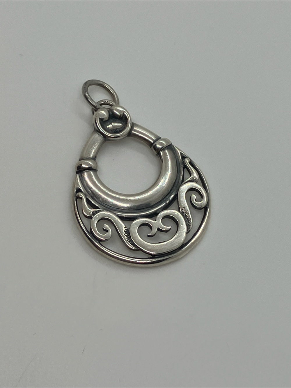 Vtg Ola Gorie 925 Sterling Silver Celtic Knot Crescent Scroll Teardrop Pendant